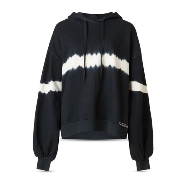 AllSaints - Rihan Tie Dye Hooded Sweatshirt 6229624 | XS | Black & White Stripe - Picture 4 of 14